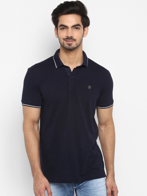 

Mufti Men Navy Blue Solid Slim Fit Polo Collar T-shirt