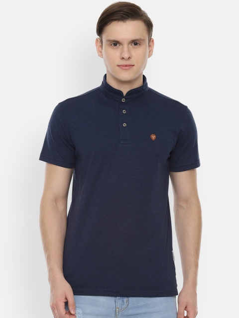 

Van Heusen Sport Men Navy Blue Solid Mandarin Collar T-shirt