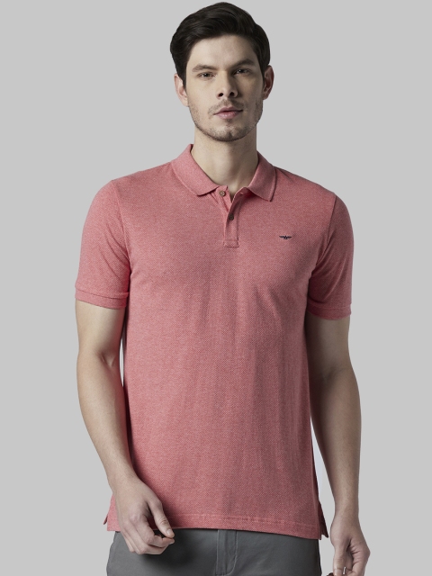

Park Avenue Men Red Solid Polo Collar T-shirt