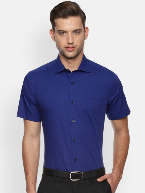 

Louis Philippe Men Blue Regular Fit Checked Formal Shirt