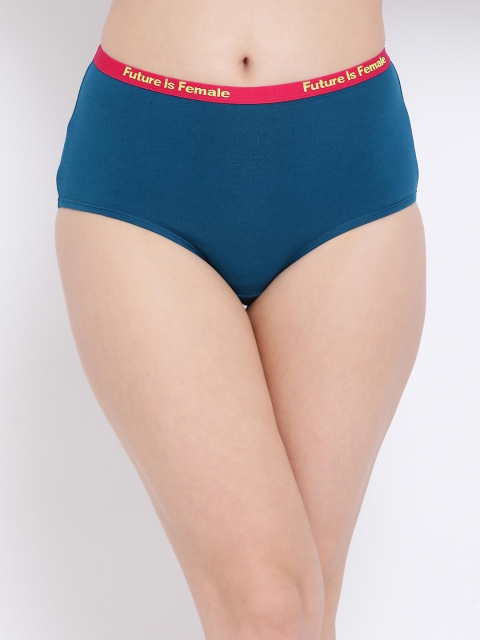 

Clovia Women Teal Blue Solid High-Rise Hipster Briefs PN3313P17XL