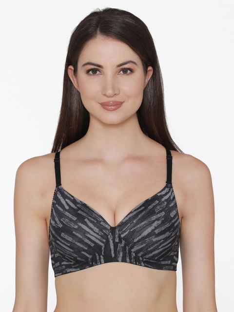 

Clovia Padded Non-Wired Printed T-Shirt Bra, Grey