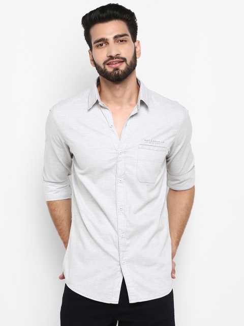 

Mufti Men Grey Slim Fit Solid Casual Shirt