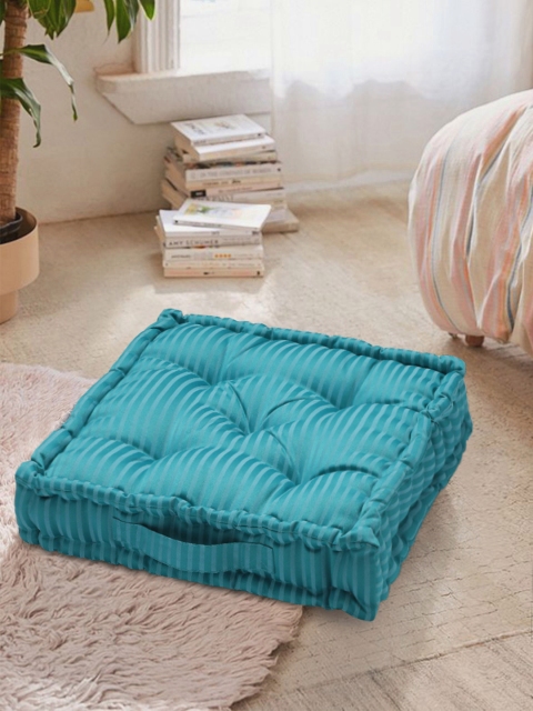 

S9home by Seasons Unisex Turquoise Blue Striped Square Floor Cushions
