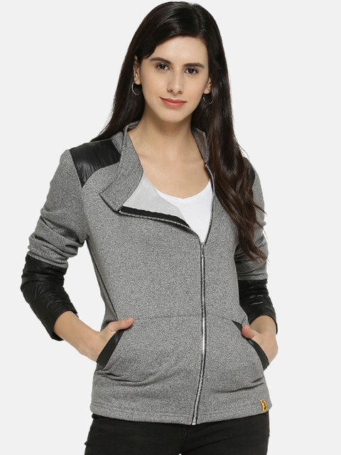 

Campus Sutra Women Grey Colourblocked Sporty Jacket