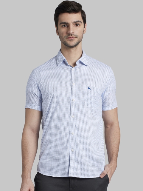 

Parx Men White & Blue Slim Fit Printed Casual Shirt