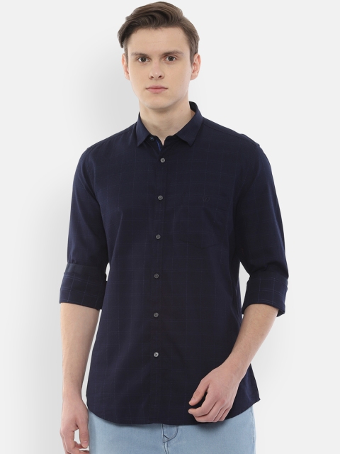 

Van Heusen Sport Men Navy Blue Slim Fit Checked Casual Shirt