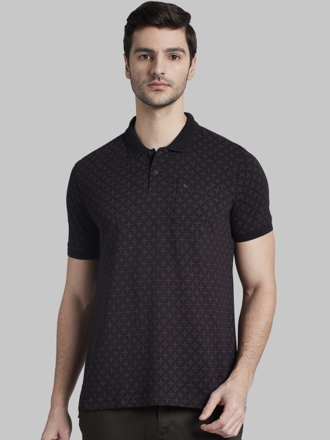 

Parx Men Black Printed Polo Collar T-shirt