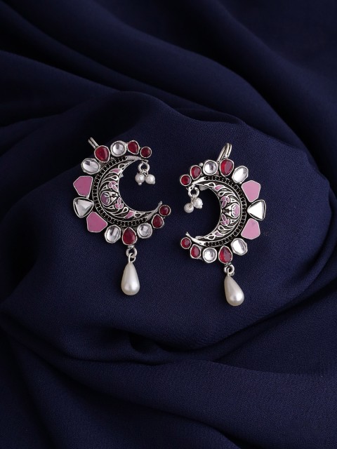 

Voylla Silver-Plated & Oxidised Classic Drop Earrings