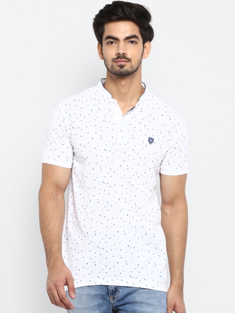 

Mufti Men White Printed Slim Fit Mandarin Collar T-shirt