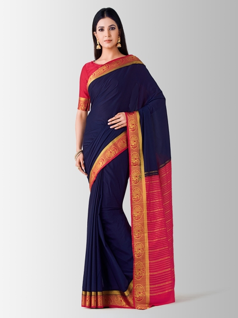 

MIMOSA Navy Blue Woven Design Kanjeevaram Saree