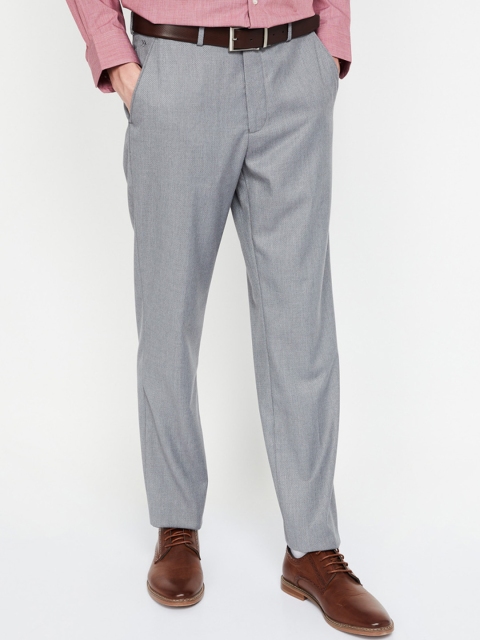 

CODE by Lifestyle Men Grey Regular Fit Solid Formal Trousers