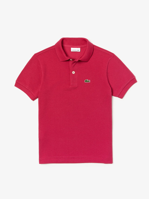 

Lacoste Boys Red Solid Polo Collar T-shirt