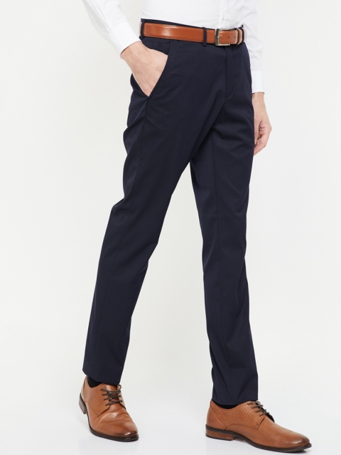 

CODE by Lifestyle Men Navy Blue Skinny Fit Solid Formal Trousers