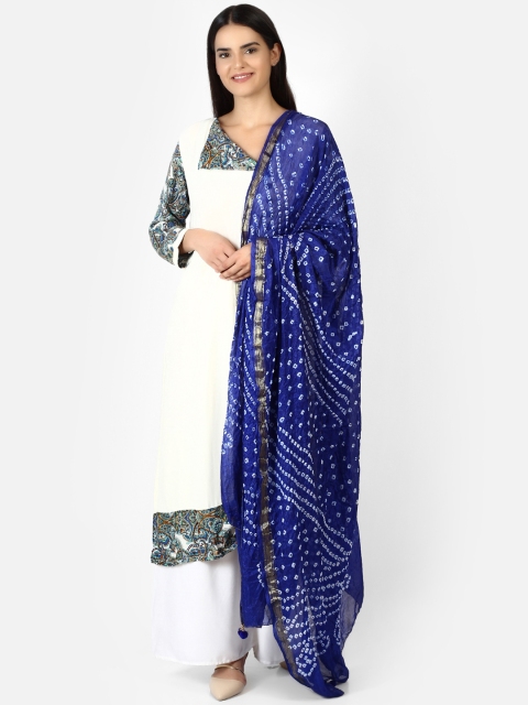 

amraoo Women Blue Bandhani Printed Dupatta