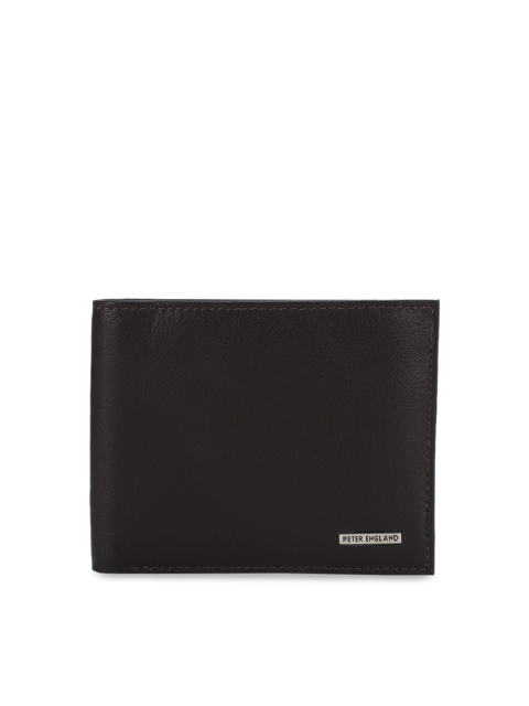 

Peter England Men Black Solid Leather Two Fold Wallet