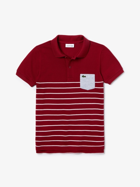 

Lacoste Boys Red & White Striped Polo Collar T-shirt