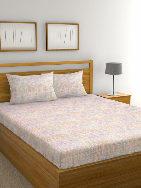 

Raymond Home 100% Cotton Exclusive Double bedsheet with 2 pillow Cover, White