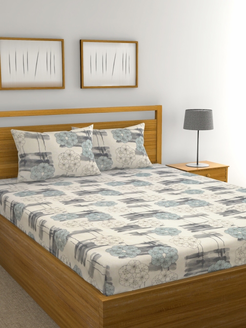 

Raymond Home 100% Cotton Exclusive Double bedsheet with 2 pillow Cover, White