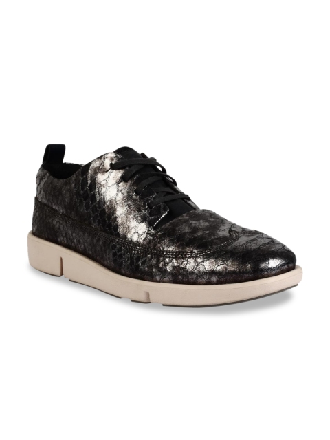

Clarks Women Silver-Toned Sneakers