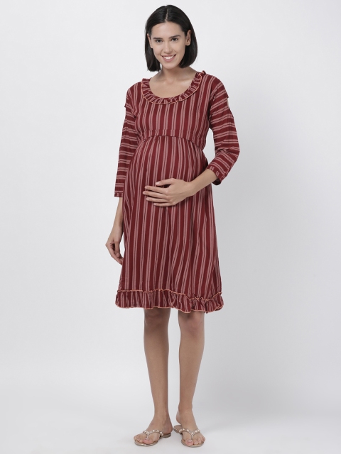 

GOLDSTROMS Women Red Striped Maternity Tunic