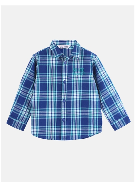 

Beebay Boys Blue & White Regular Fit Checked Casual Shirt