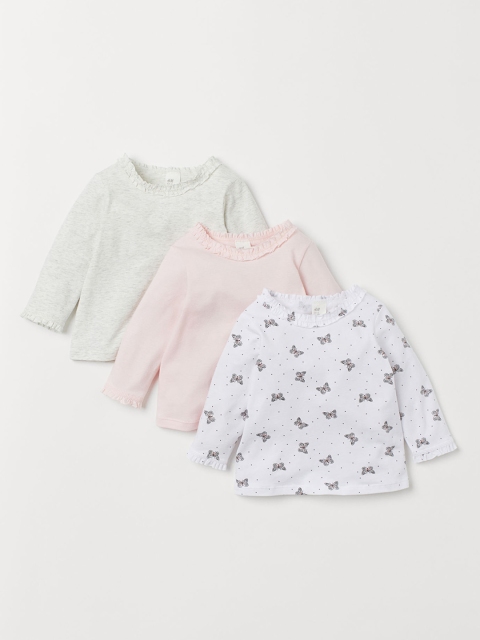 

H&M Girls 3-pack jersey tops, White