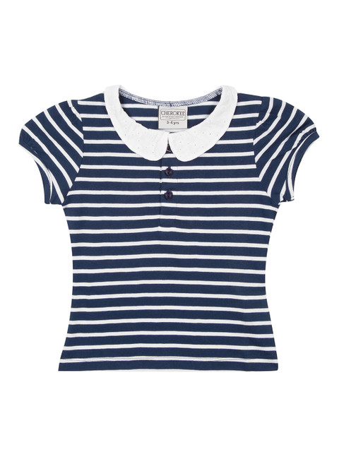 

Cherokee Girls Navy Blue Striped Shirt Style Top