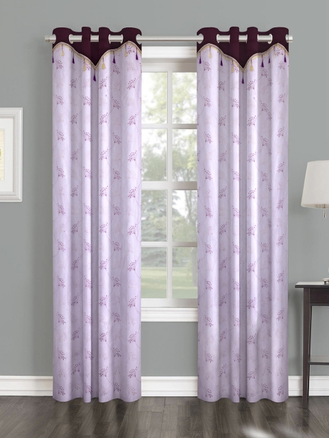 Cortina Lavender Set of 2 Floral Long Door Curtains