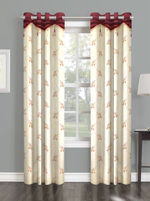 

Cortina Beige & Maroon Floral Set of 2 Door Curtains