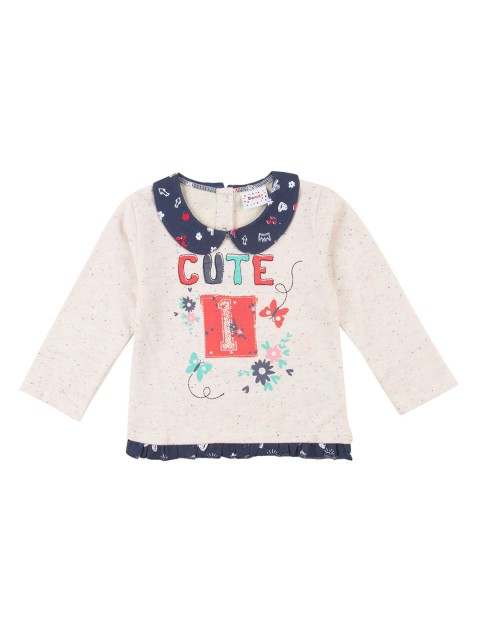 

Donuts Girls Cream-Coloured Printed Shirt Style Top