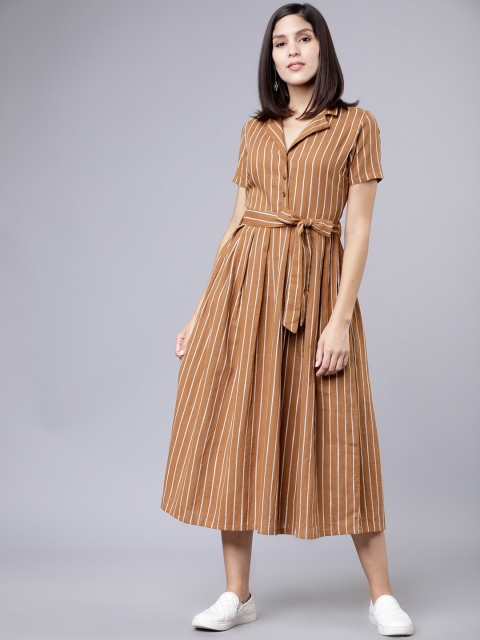 

Tokyo Talkies Women Brown & White Shirt Dress