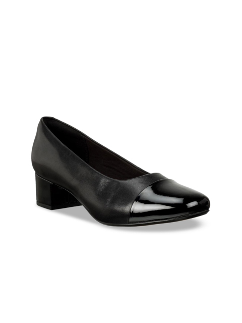

Clarks Women Black Solid Leather Pumps