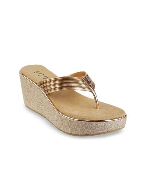 

Wet Blue Women Gold-Toned Striped Heels