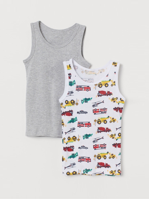 

H&M Boys 2-Pack Cotton Vest T-shirts, White
