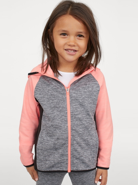 H&M Girls Pink & Grey Hooded Sports Jacket