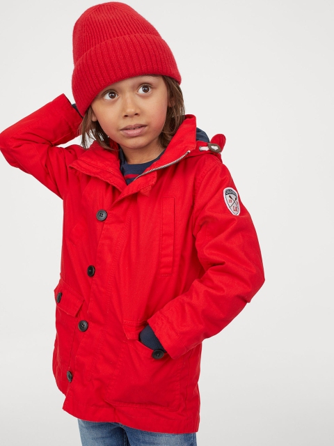

H&M Boys Red Solid Parka With Removable Lining