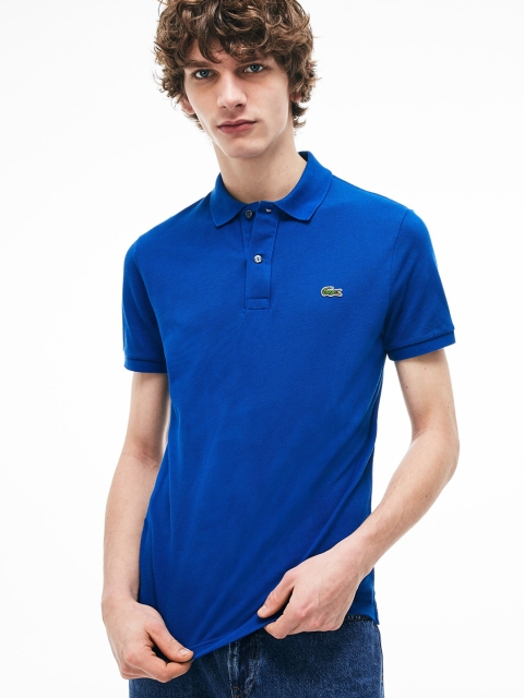 

Lacoste Men Blue Slim Fit Solid Polo Collar Pure Cotton T-shirt