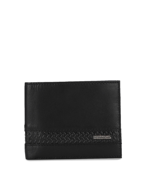 

Peter England Men Black Solid Leather Two Fold Wallet