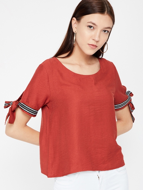 

Ginger by Lifestyle Women Rust Red Solid Top