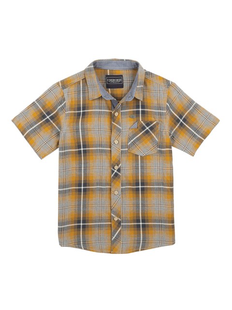 

Cherokee Boys Orange Regular Fit Checked Casual Shirt