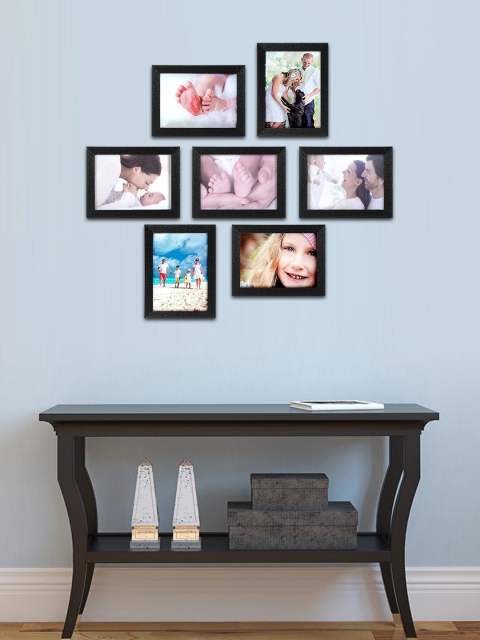 

SWADESHI STUFF Set Of 7 Black MDF Wall Photo Frames
