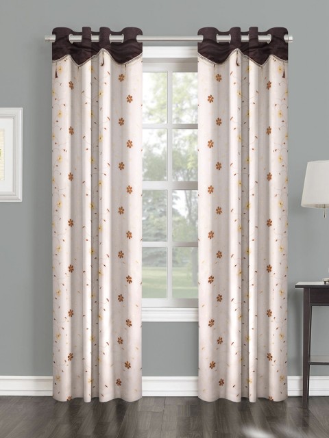 

Cortina Beige & Brown Set of 2 Floral Long Door Curtains