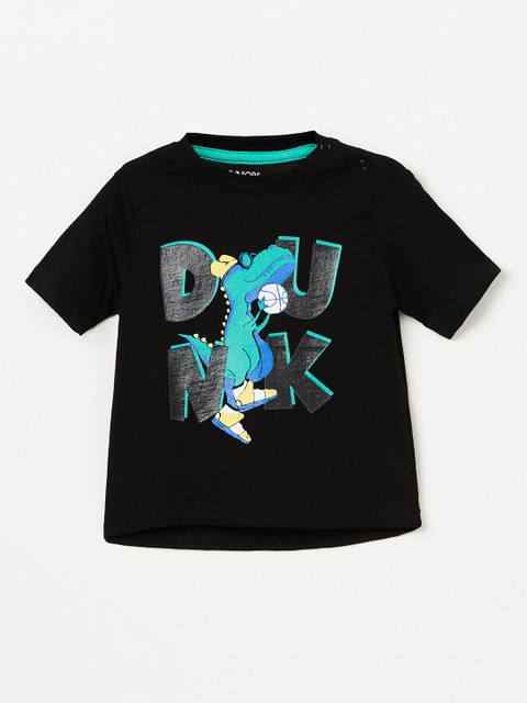 

Juniors by Lifestyle Boys Black & Blue Printed Round Neck T-shirt