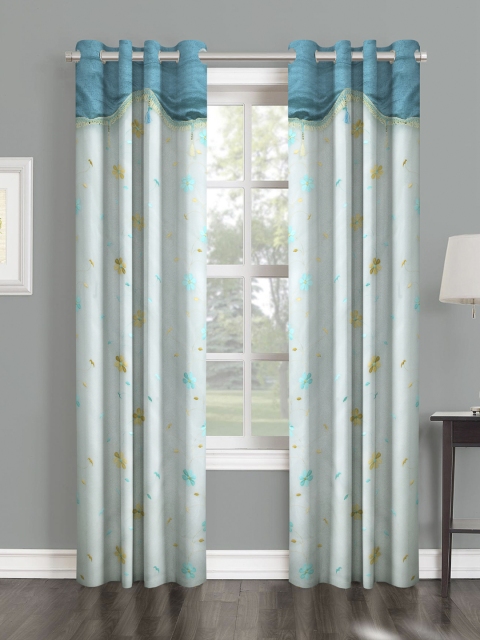 

Cortina Blue Set of 2 Floral Long Door Curtains