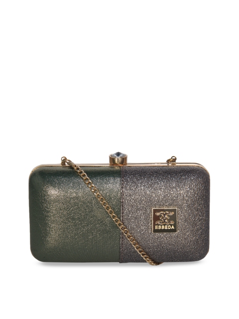 

ESBEDA Gunmetal-Toned Colourblocked Clutch, Metallic
