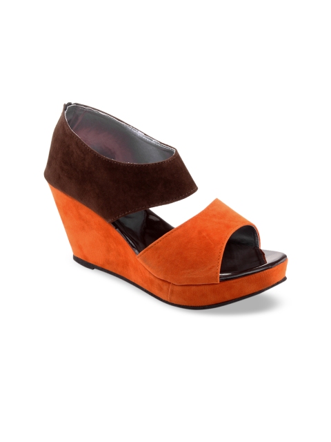

Kielz Women Orange & Brown Colourblocked Heels