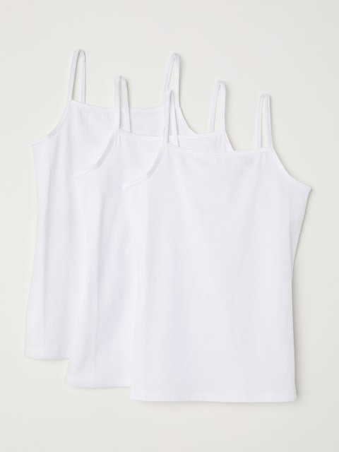 

H&M Girls White Solid 3-pack strappy tops