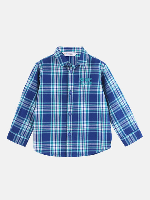 

Beebay Boys Blue Regular Fit Checked Casual Shirt