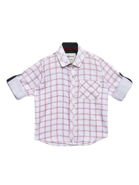 

Aj DEZInES Boys White & White Regular Fit Checked Party Shirt